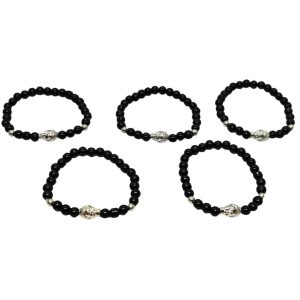 Buddha Black Bead Bracelet (5 Pack)