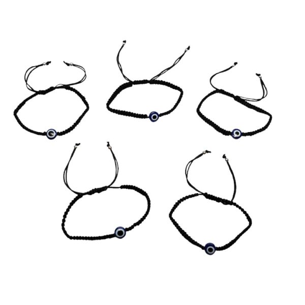 Evil Eye Black Drawstring Bracelet (5 Pack)