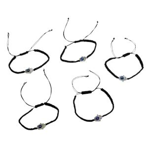Hamza Hand Black Drawstring Bracelet (5 Pack)